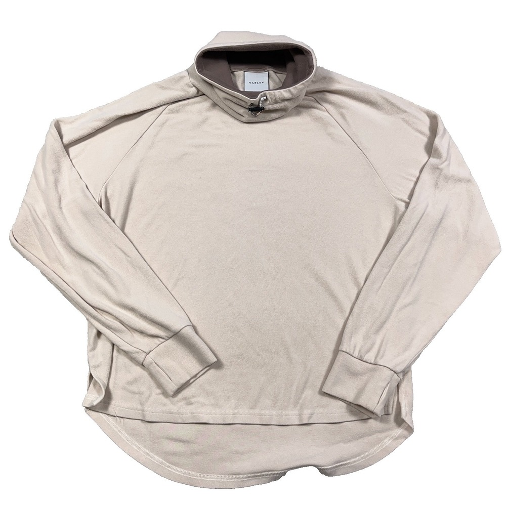 Varley Rainer Roll Neck Pullover Size Small Beige Brushed Rib Knit Thumbholes